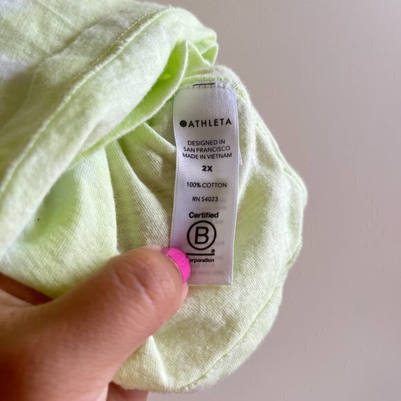 Athleta Lime Green Vibrant Tie Dye Summer Bright Coastal Sleeveless Tank Top 2X - Picture 3 of 6